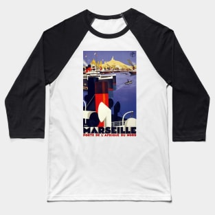 Vintage Travel Poster Marseille France Baseball T-Shirt